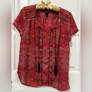 New Directions Women’s Blouse Size PL Cute Red and Pink Print